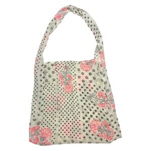 Free People Mixed Print Gauze Tote Bag Stars Polka Dot Pink Floral Cream Shopper